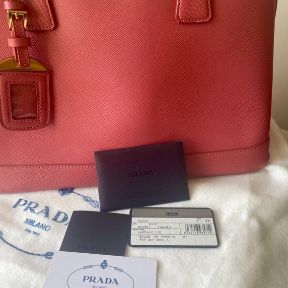 Prada TAMARIS  Saffiano Lux BN2558 Leather Tote - Picture 10 of 16